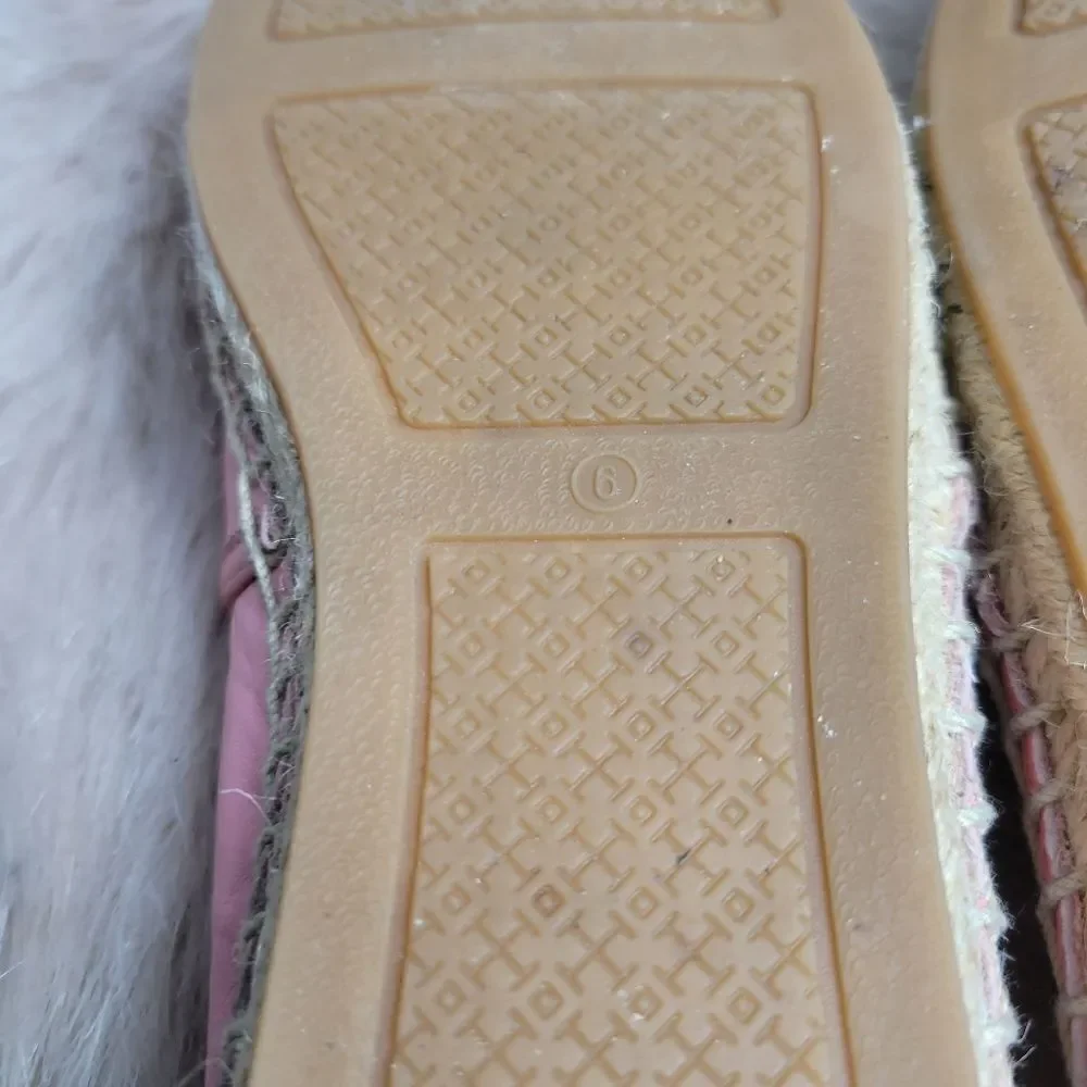 Tory Burch Pink  Perforated Leather Espadrille Flats
